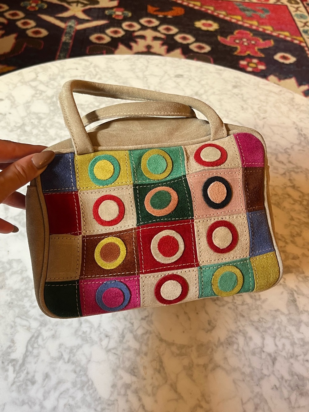 Vintage Campomaggi Italian Made Patchwork Suede Handbag